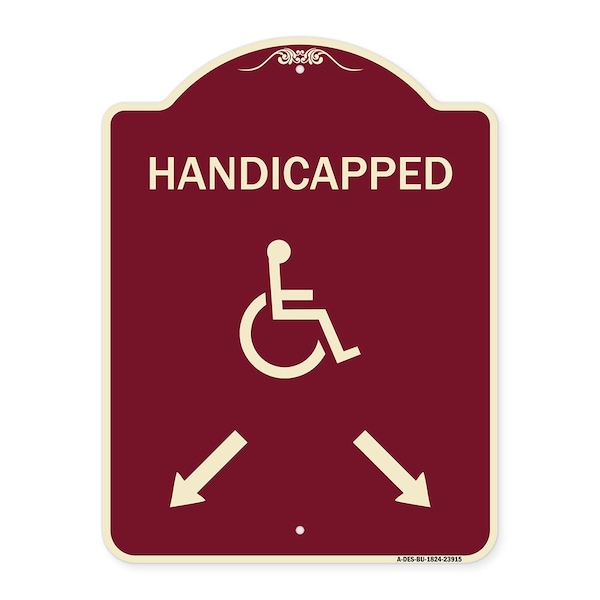 Signmission Handicapped Parking W/ Double Arrows Heavy-Gauge Aluminum Sign, 24" x 18", BU-1824-23915 A-DES-BU-1824-23915 - main